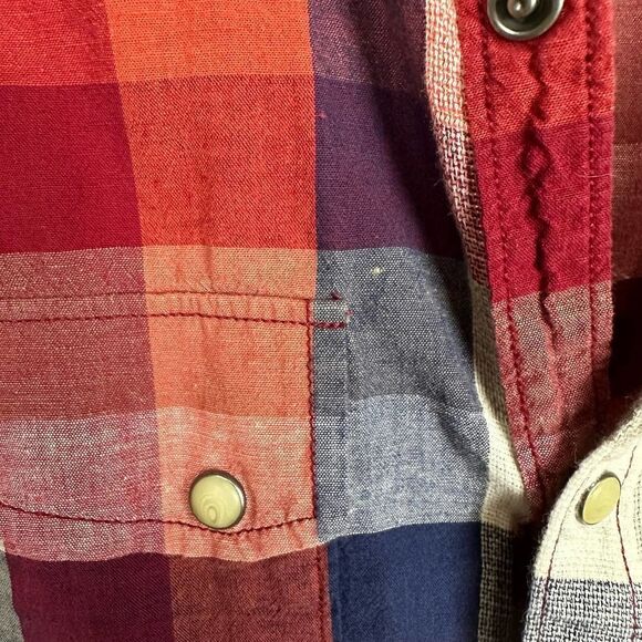 Lucky Red Check Pearl Snap Long‎ Sleeve Shirt Men’s M - Picture 4 of 7